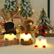 Christmas Glowing Gnomes 3 Pack, Plush Swedish Tomte Scandinavian Holiday Gnome Figurines, Snowman Reindeer and Santa Elf for Christmas Home Decor Thanksgiving